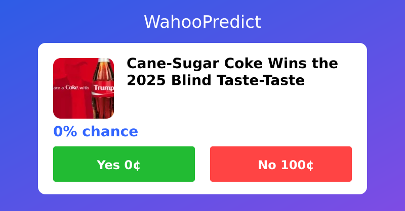Cane-Sugar Coke Wins the 2025 Blind Taste-Taste - Predict on WahooPredict